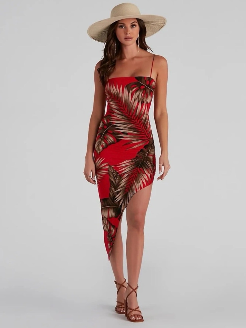 Lovely Day Island Palms Strappy Midi Dress